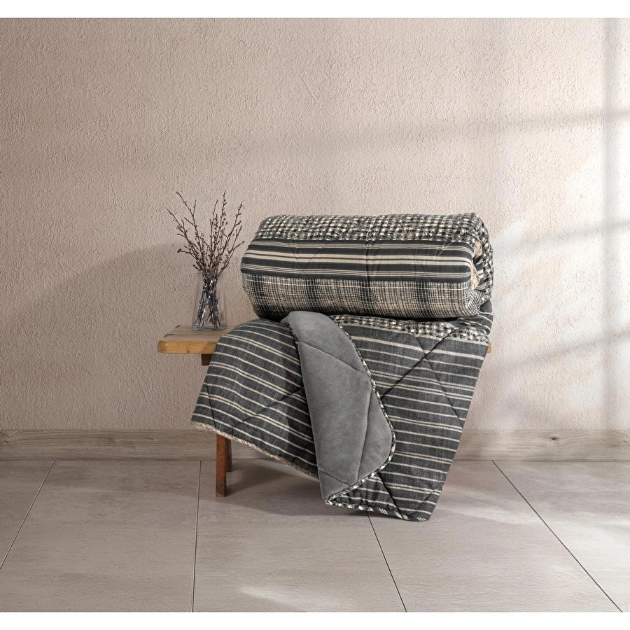 Cotton Box Velvet Çift Kişilik Yorgan Timbre Antrasit 195x215 Cm