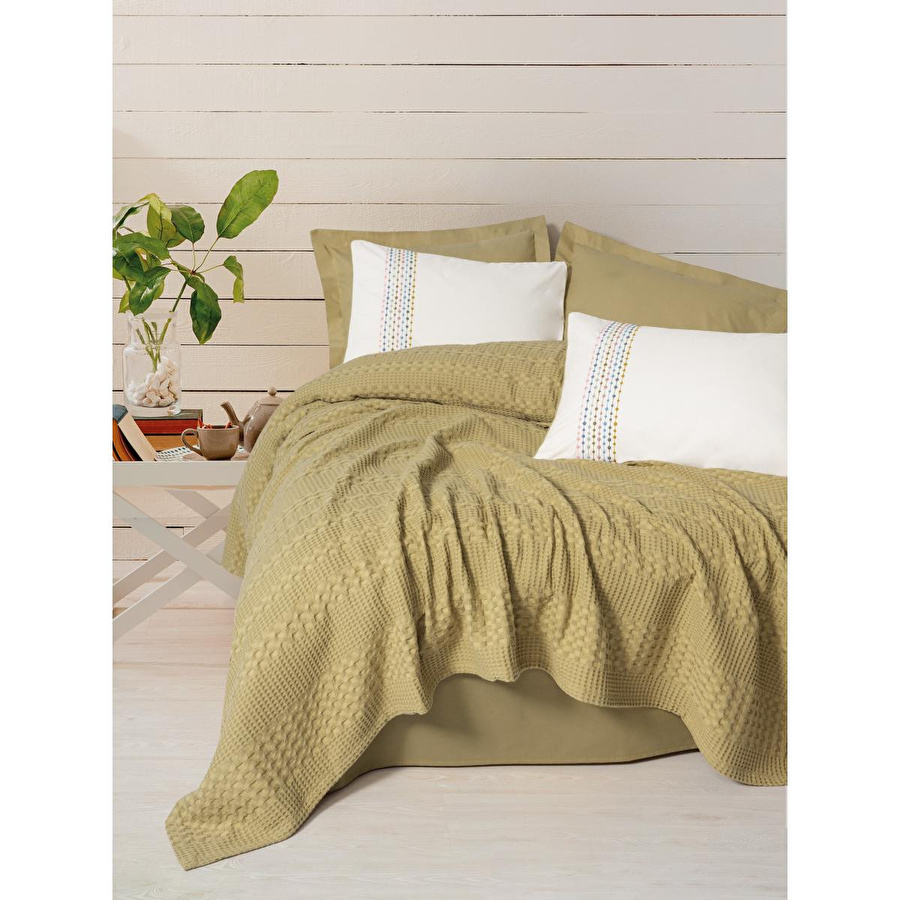 Cotton Box Aura Çift Kişilik Pike Takımı Pebble Hardal