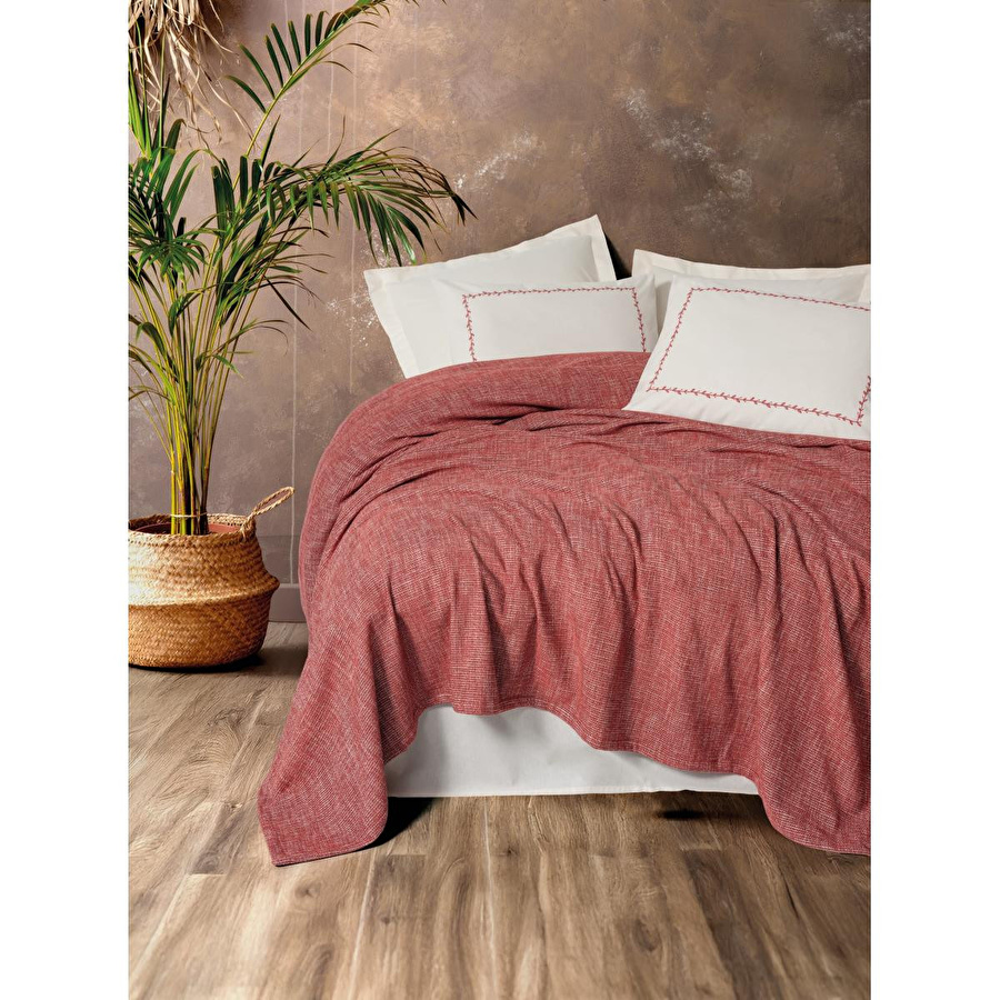 Cotton Box Embrova Şönil Çift Kişilik Yatak Örtüsü/pike Takımı Loom Bordo