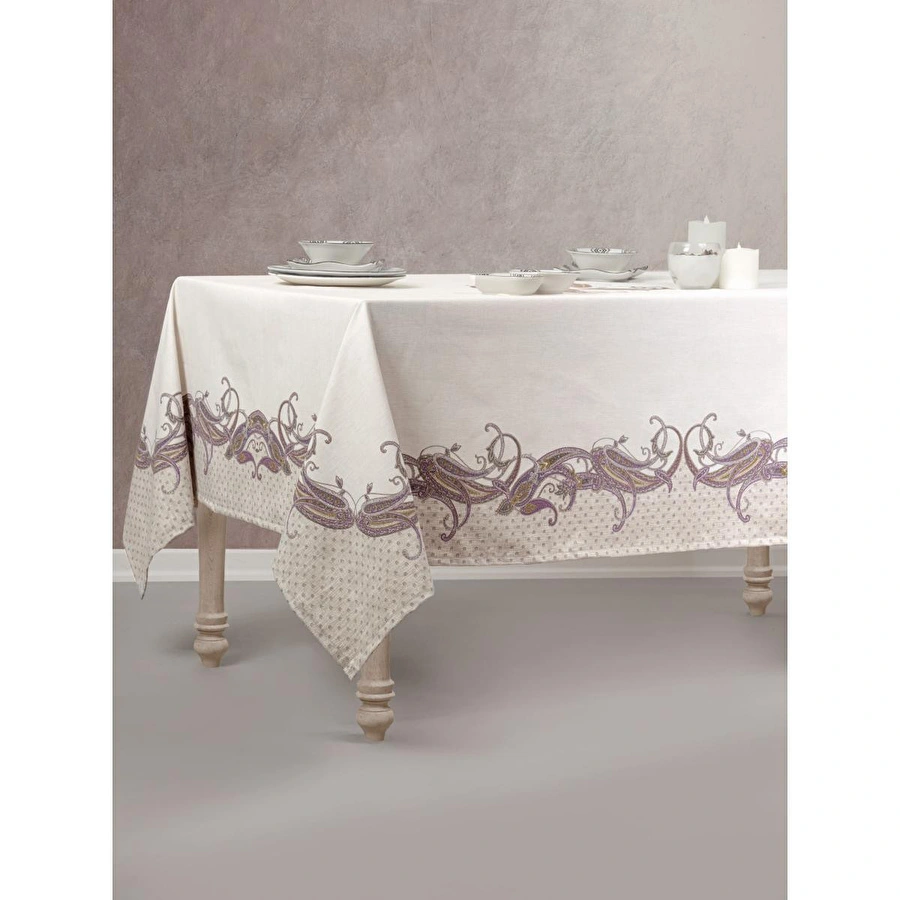 Cotton Box Pano Baskılı Masa Örtüsü Nels Bej 170x230