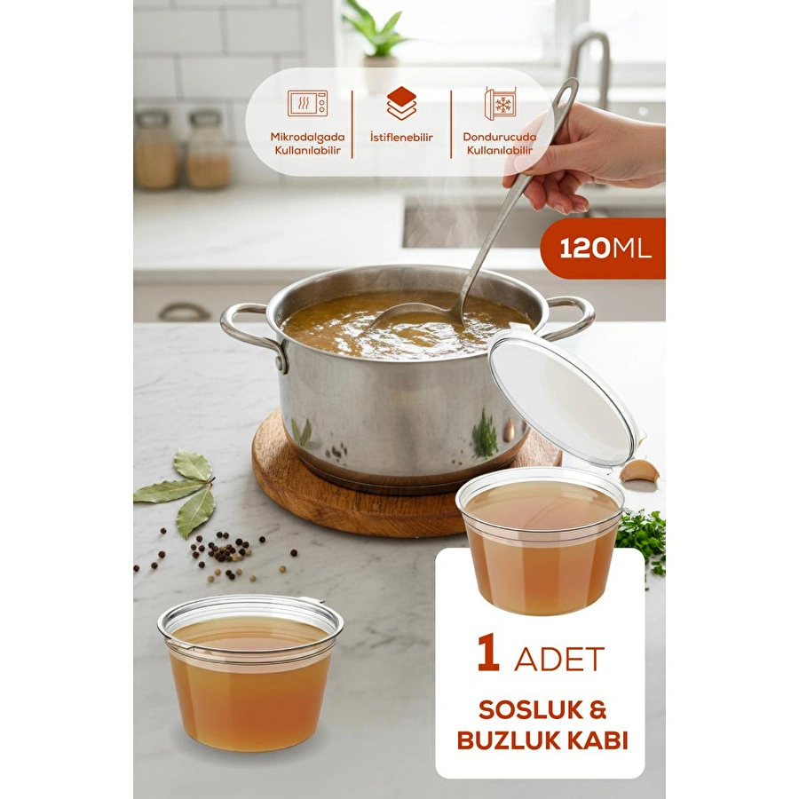 Vienev 1’li Dondurucuya Uygun Saklama Kabı – 120 Ml İlik, Tavuk Suyu, Sos Ve İlaç Saklama Kabı