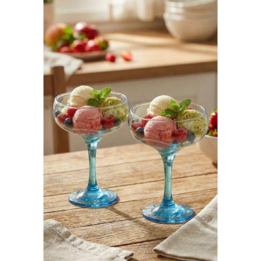 Rakle Marsilya 4'lü Cup Dondurmalık Seti Mavi-turkuaz 270 Cc