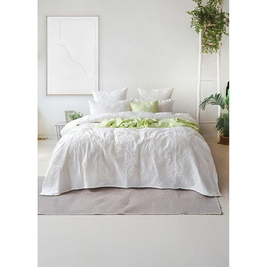 The Mia Çift Kişilik Yatak Örtüsü Seti 3 Parça Krem