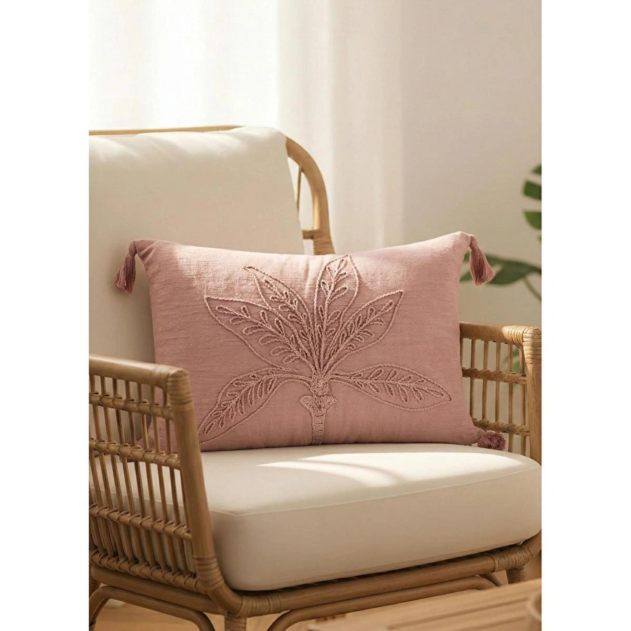 The Mia Püsküllü Kırlent Gül Kurusu 35x50cm