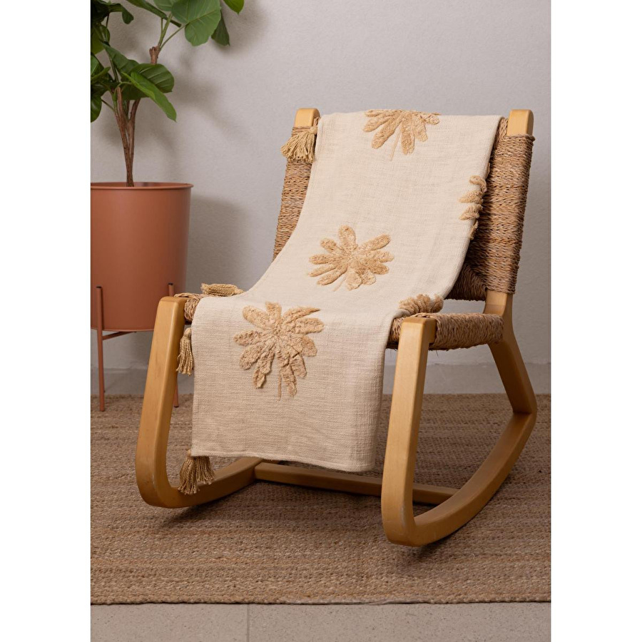 The Mia Papatya Desenli Örtü Krem 130 X 170 Cm