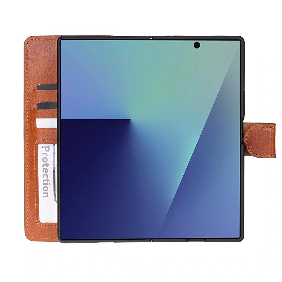 Bloominbag Aurelio Siena Tan Samsung Galaxy Z Fold7 Cüzdan Kılıf