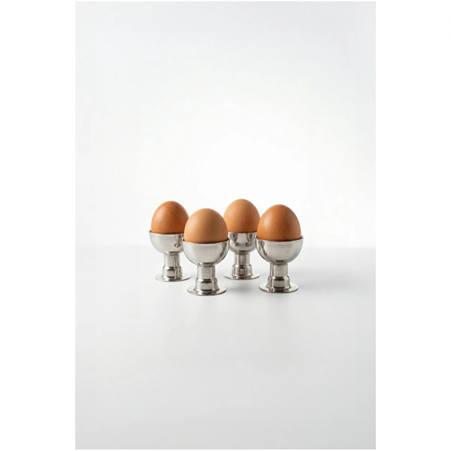 Vienev 4'lü Metal Yumurtalık Seti Şık Kahvaltı Sunumu - Yumurta Kabı