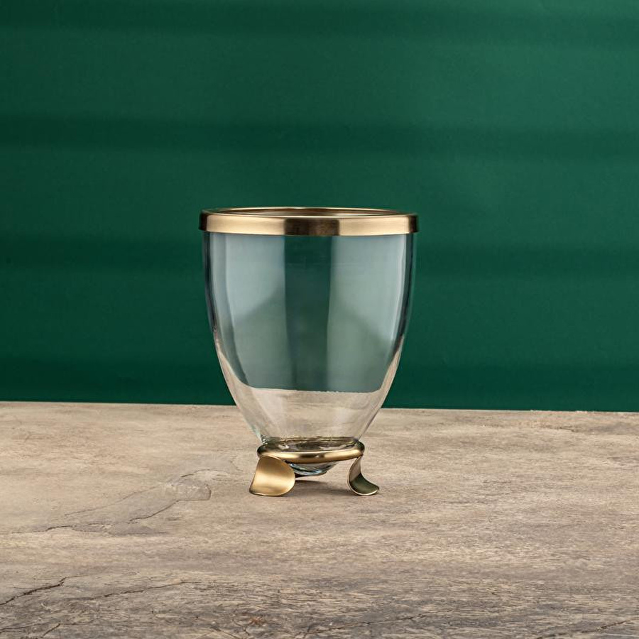 Cornella Line Dekoratif Cam Vazo Gold Küçük