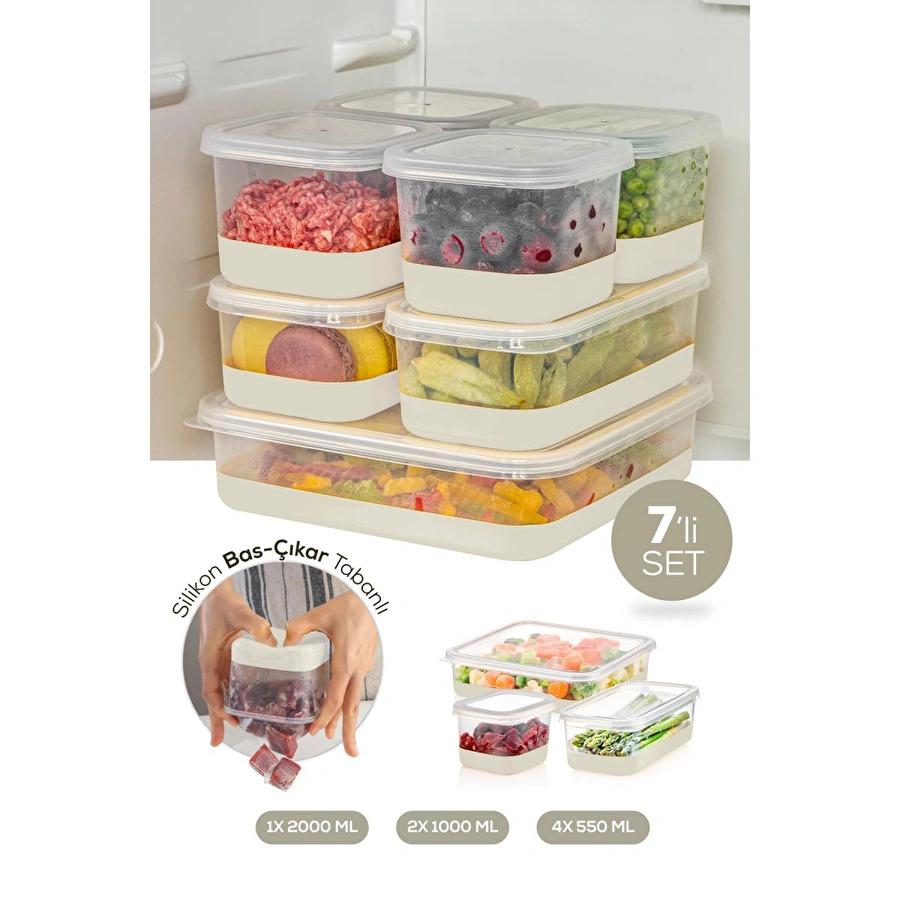 Vienev 7 Parça Yumuşak Tabanlı Derin Dondurucu - Difriz Saklama Kabı Gri