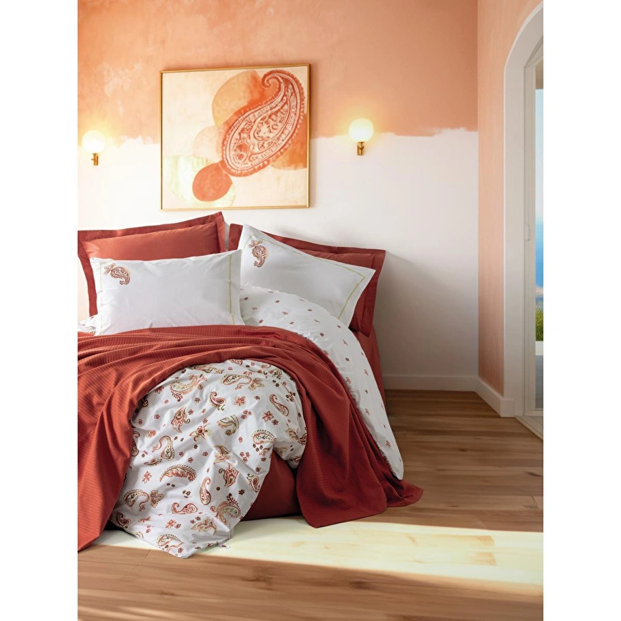 Cotton Box Vivid Tek Kişilik Pikeli Nevresim Takımı Paisia Tarçın