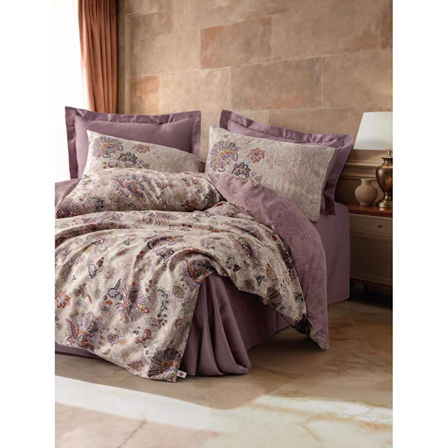 Cotton Box Saten Çift Kişilik Nevresim Takımı Majolica Mürdüm