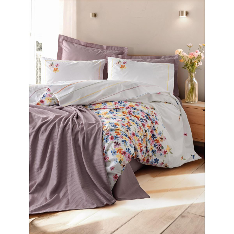 Cotton Box Vivid Tek Kişilik Pikeli Nevresim Takımı Flurry Lila