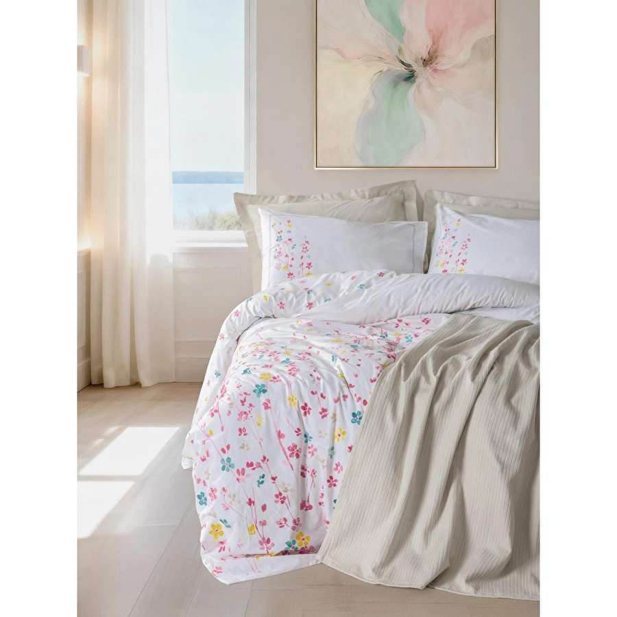 Cotton Box Vivid Tek Kişilik Pikeli Nevresim Takımı Flare Bej