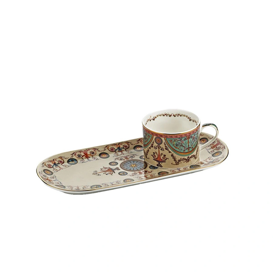 Lucky Art Rosea Bone Tek Kisilik Tepsili Cay Fincan Seti