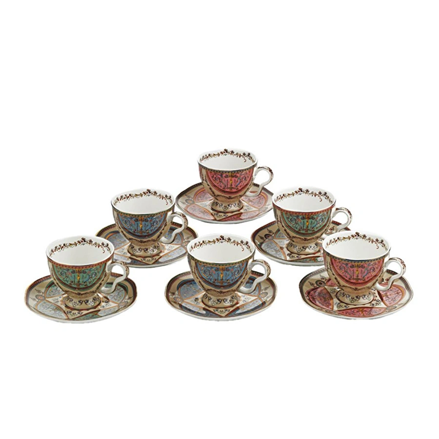 Lucky Art Rosea Bone 6li Cay Fincan Seti