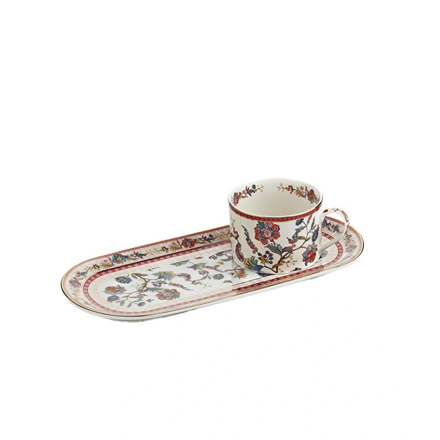 Lucky Art Serenity Bone Tek Kisilik Tepsili Cay Fincan Seti