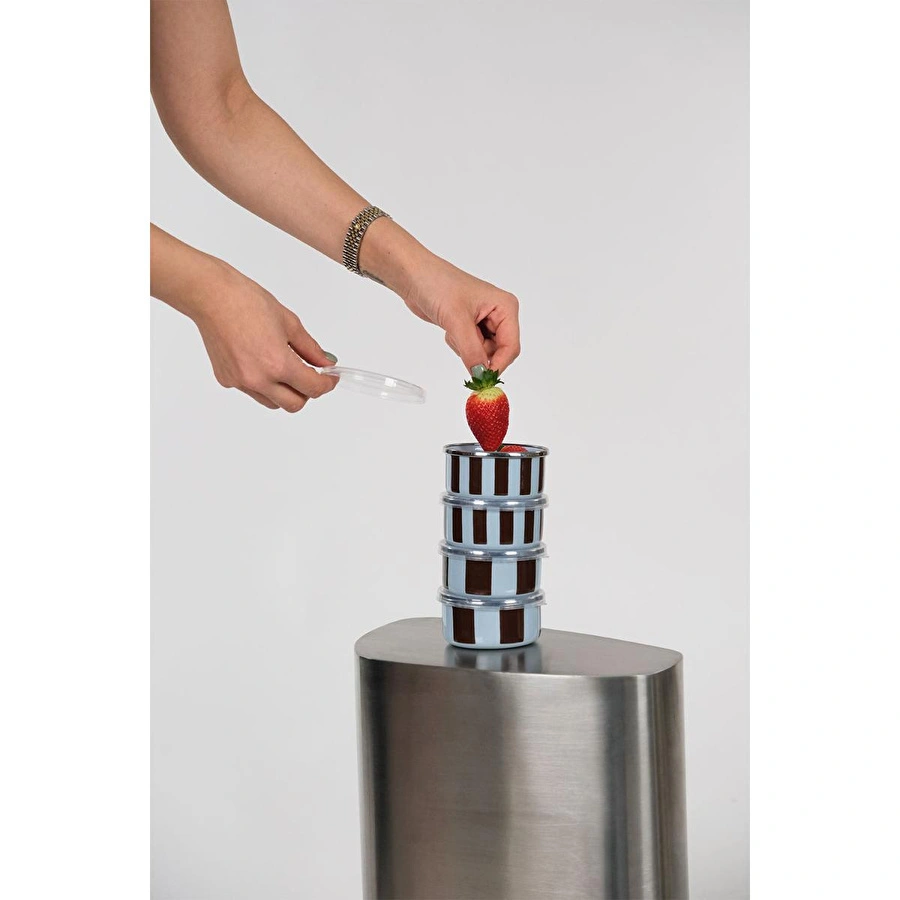 Emaylabxpeppythings Berry Emaye 4’lü Kapaklı Kase Çerezlik, Kahvaltılık, Reçellik, Zeytinlik, Sunumluk Seti 8cm 200 Ml