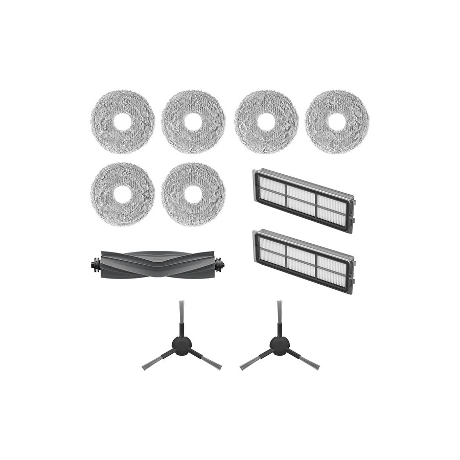 Dreame L10s Pro Gen 2 Için Aksesuar Seti 1 X Ana Fırça（kauçuk）+2 X Yan Fırça+2 X Toz Kutusu Filtresi+3 X Çift Paspas Bezi（6 Adet)