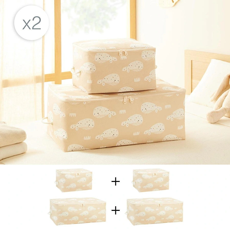 Ocean Home Textile 4'lü Çocuk Odası Sevimli Balina Hurç Set 2 Adet 30 X 22 X 18 / 2 Adet 52 X 28 X 21 Cm