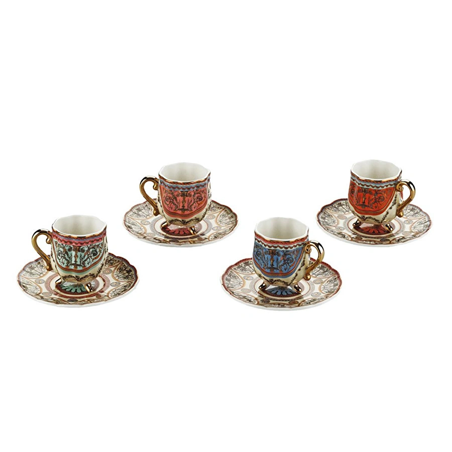 Lucky Art Rosea Bone 4’lü Ayaklı Kahve Fincanı Seti 80 Ml