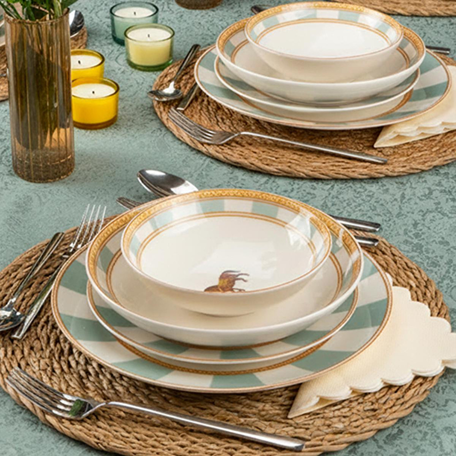 Bernardo Royal 24 Parça Porselen Yemek Takımı Yeşil