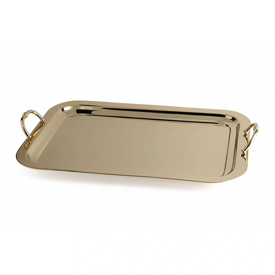 Lucky Art Gold Paslanmaz Çelik Dekoratif Büyük Tepsi 63 Cm