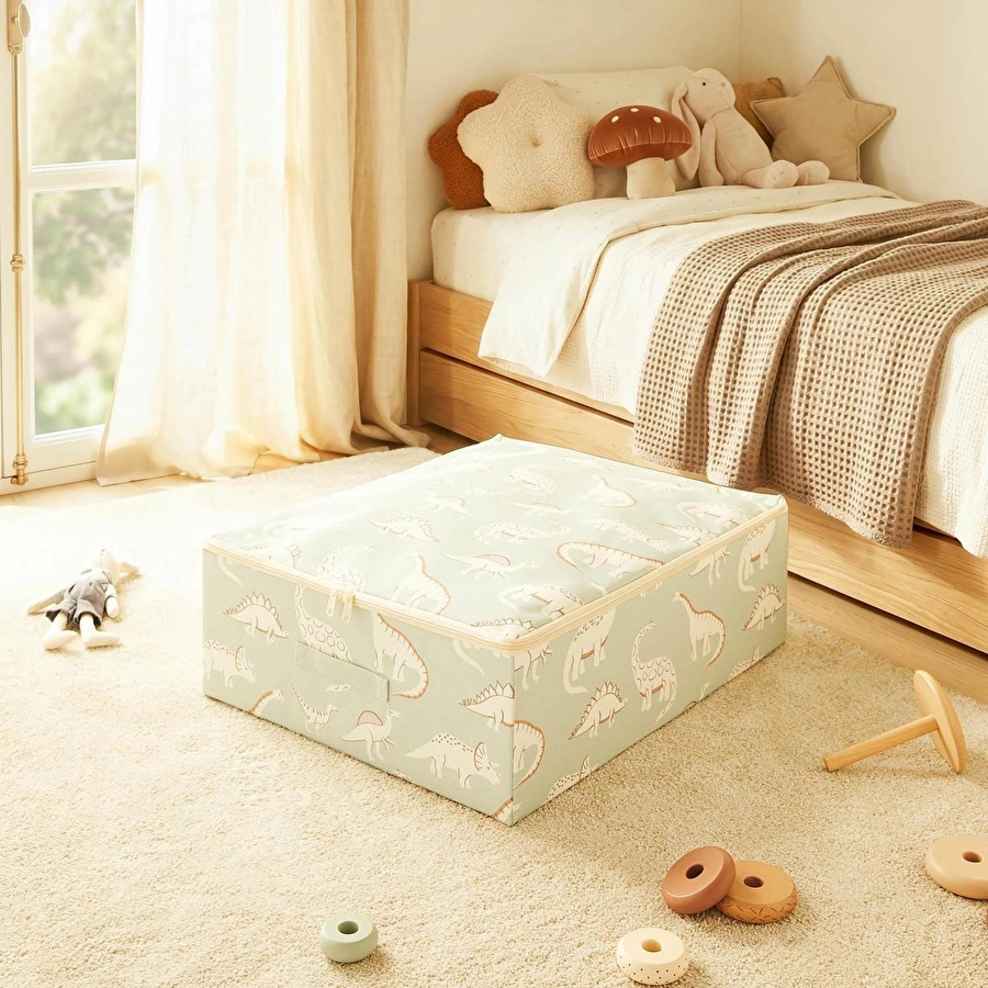 Ocean Home Textile Çocuk Odası Dinozor Destekli Kutu Hurç 45 X 55 X 18 Cm