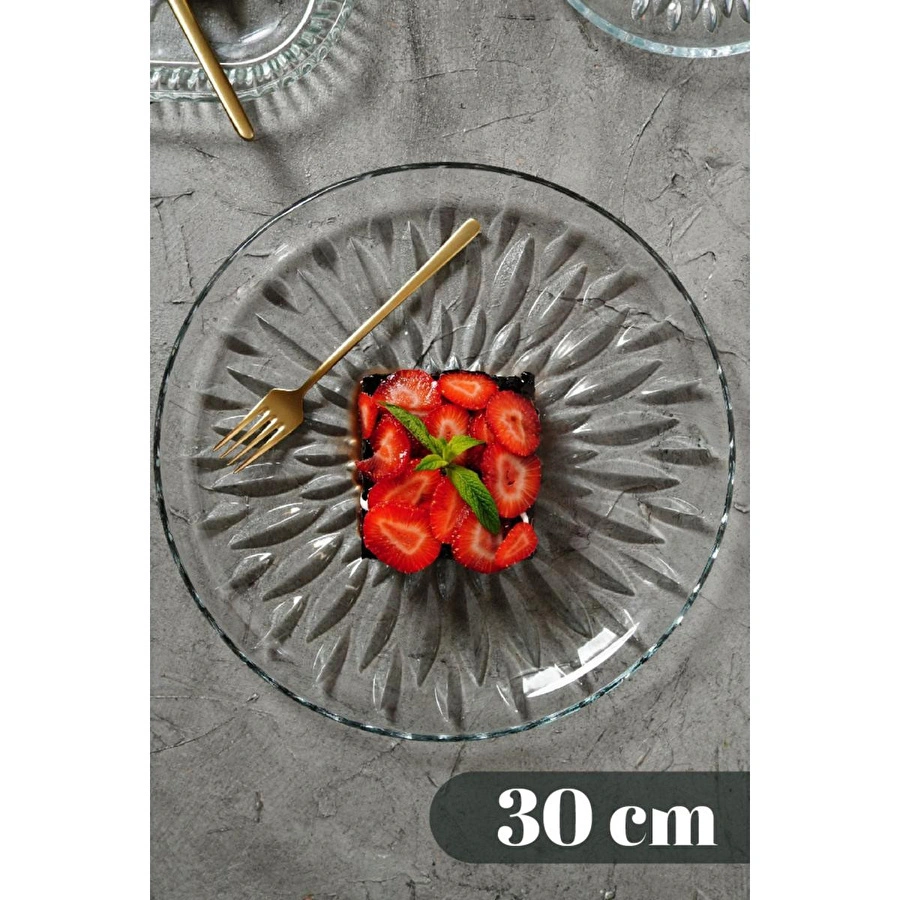 Vienev 1 Adet Cam Yuvarlak Servis Tabağı 30 Cm