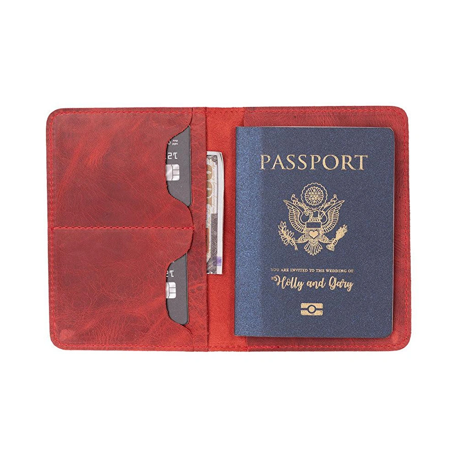 Bloominbag Viaggio Voyager Red Deri Pasaport Ve Kart Kılıfı