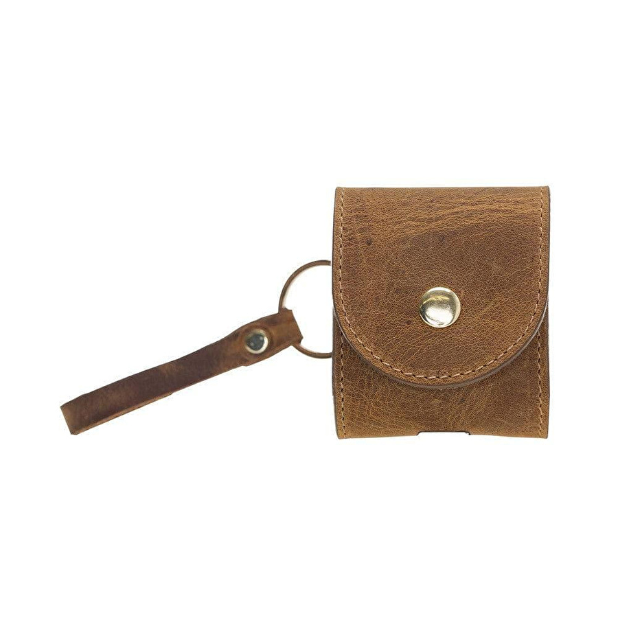 Bloominbag Aurel Mocca Sand Charm Hakiki Deri Airpods Kılıfı – Airpods 1 & 2 Uyumlu