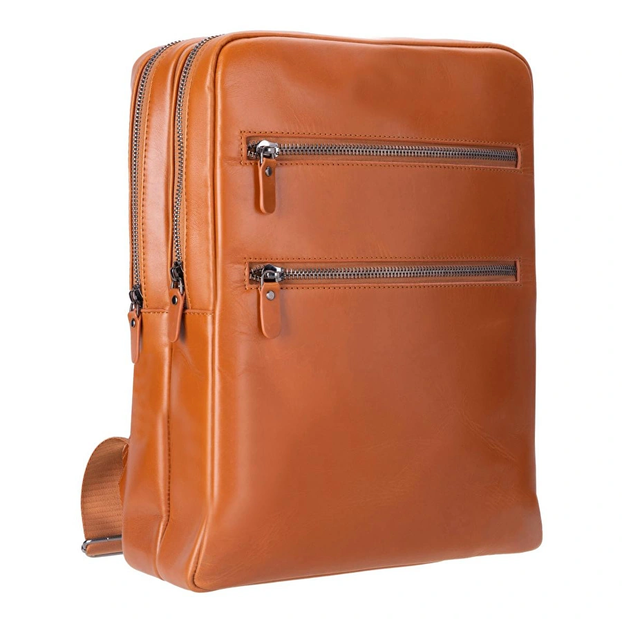 Bloominbag Atelier Classic Tan Hakiki Deri Laptop Sırt Çantası – 16” Uyumlu
