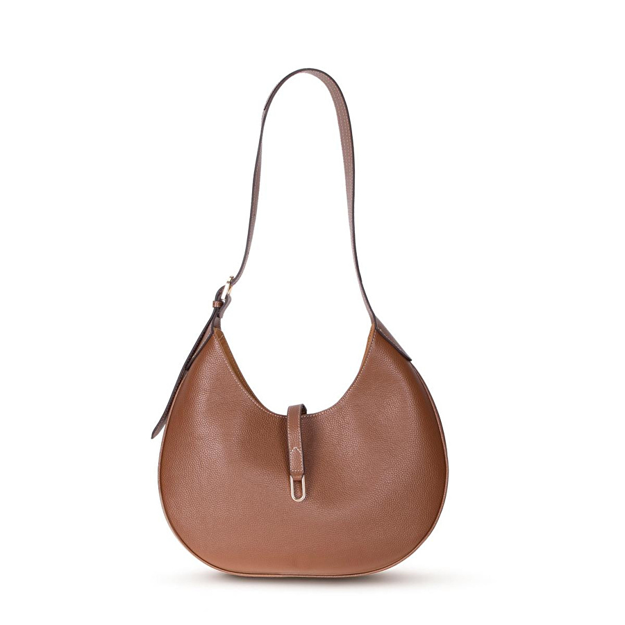 Bloominbag Crescente Warm Camel Hakiki Deri Kadın Yarım Ay Formlu, El Yapımı Omuz Çantası