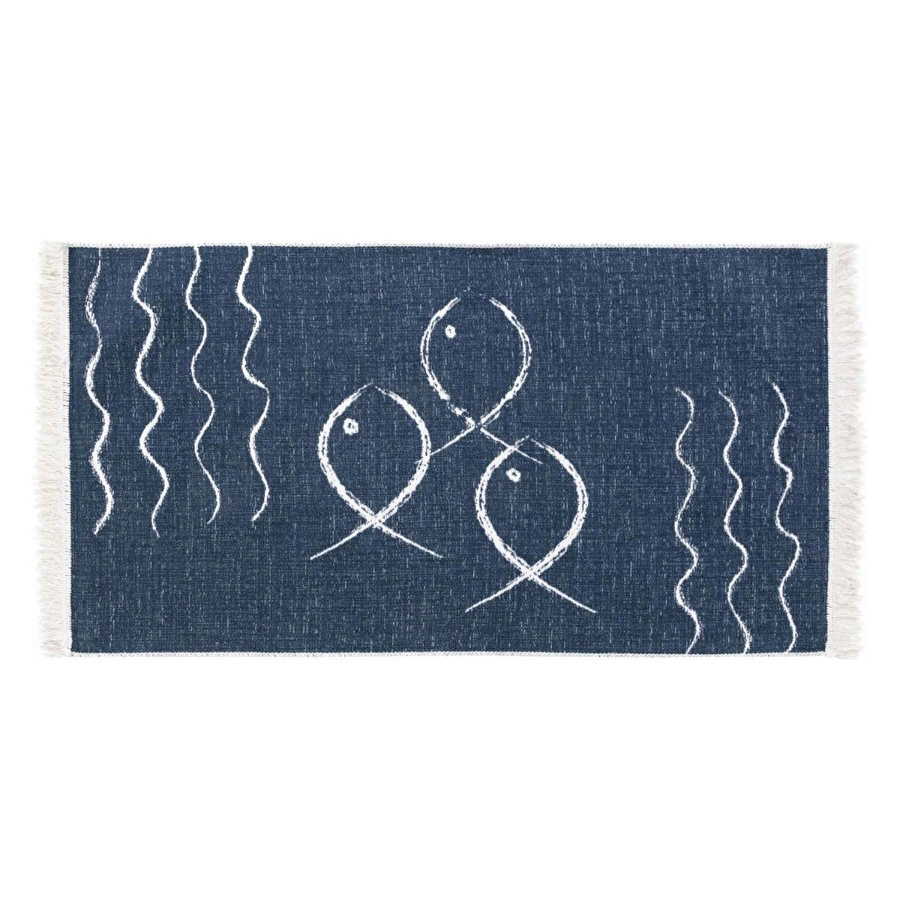 Mudo Home Larissa Fish Çi̇ft Tarafli Ki̇li̇m Laci̇vert Beyaz 80x150