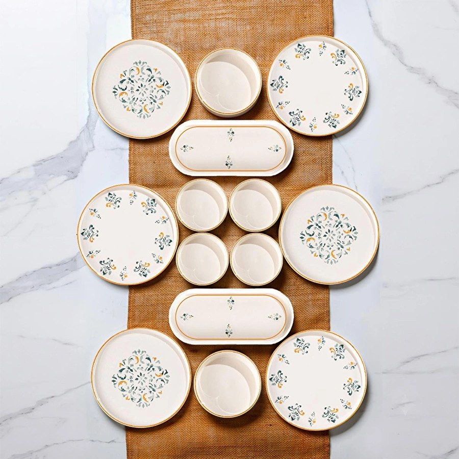 Vienev Klasik 14 Parça Stackable Kahvaltı Takımı Sunum Tabağı