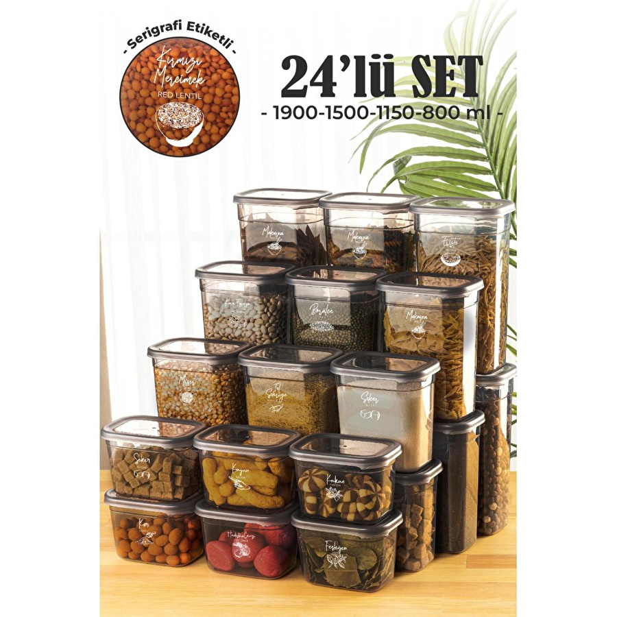 Vienev 24lü Peggy Dikdörtgen Saklama Kabı Seti 6x( 1900ml, 1500ml, 1150ml, 800ml ) Etiketli
