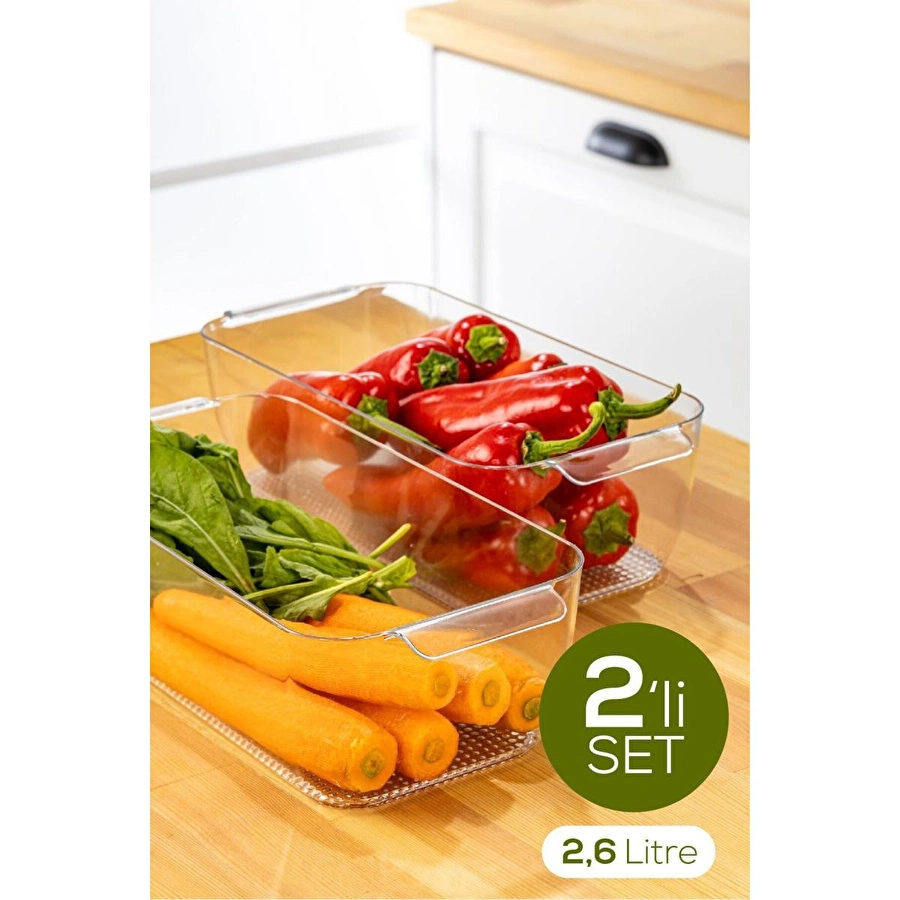 Vienev 2li Set 2,6 Litre Freez Buzdolabı Düzenleyici Şeffaf