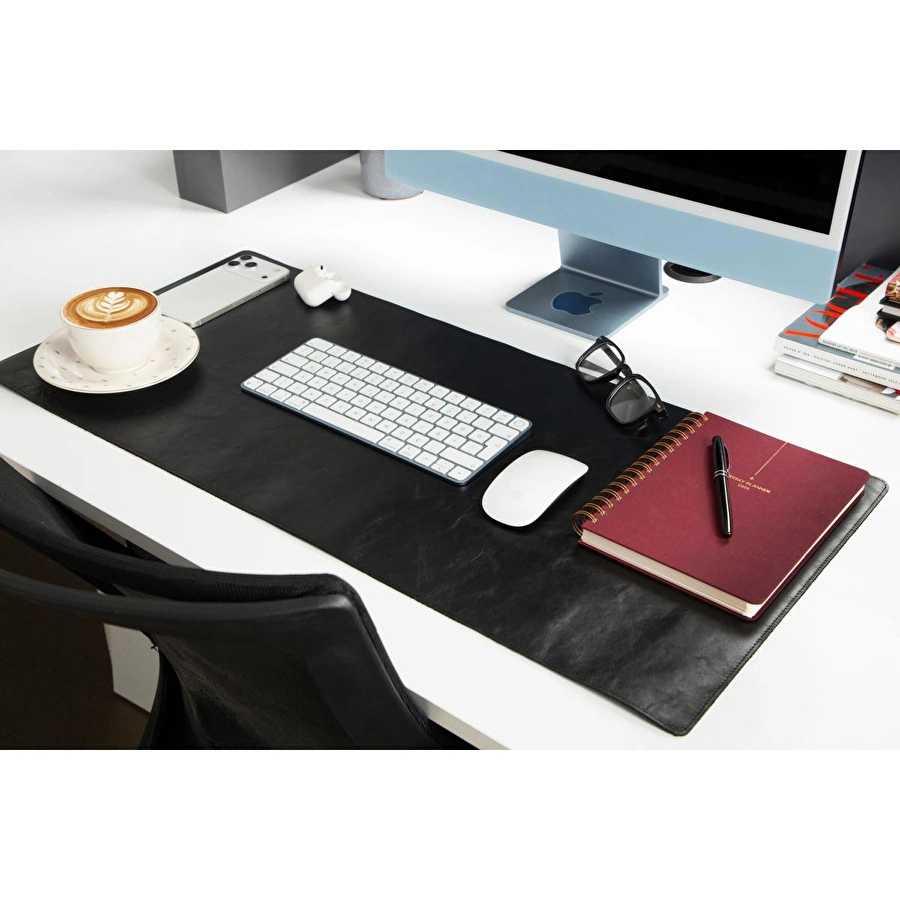 Bloominbag Atelier 91 Noir Black Leather Desk Mat - Medium