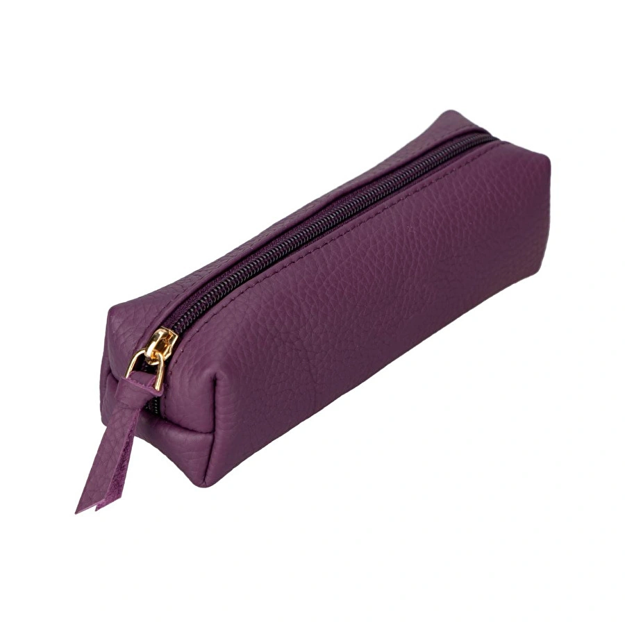 Bloominbag Bloombox Damson Plum Hakiki Deri Kalem & Makyaj Çantası