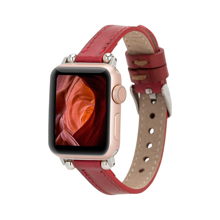 Bloominbag Bloomband Signature Crimson Red Leather Apple Watch Band - 44/45/46/49mm