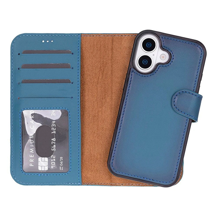 Bloominbag Bloomcase Royal Navy Hakiki Deri Iphone 17 (6.3