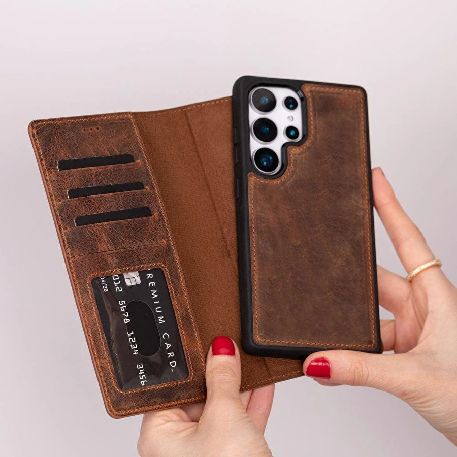 Bloominbag Valeno Saddle Heritage Deri Samsung Galaxy S25 Ultra(6.9”) Manyetik Ayrılabilir Cüzdanlı Telefon Kılıfı