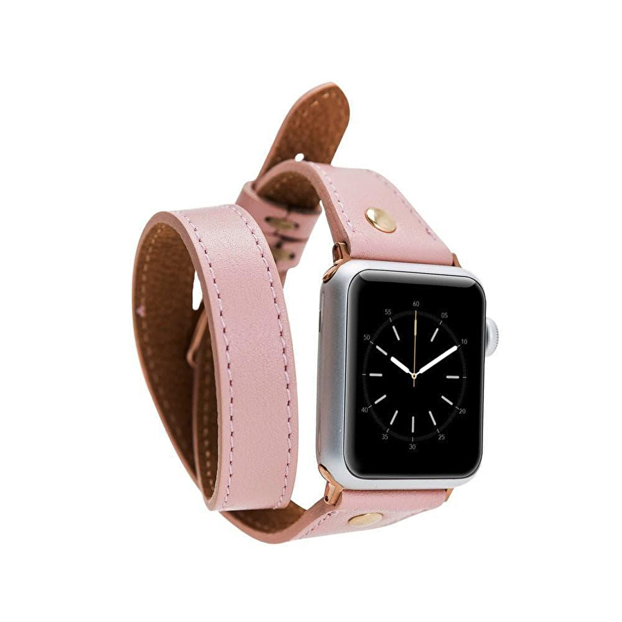 Bloominbag Alpine Double Tour Blush Pink Hakiki Deri Apple Watch Kordonu - 44/45/46/49mm