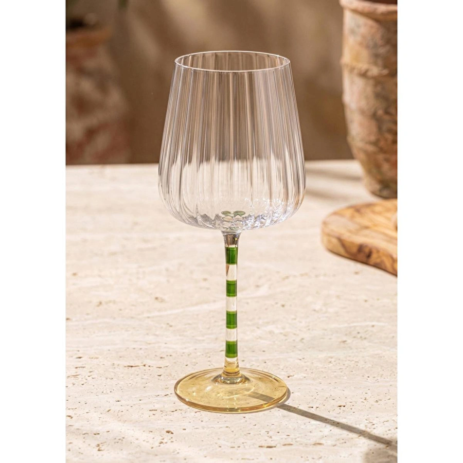 The Mia Şarap Kadehi Yeşil Sarı 600 Ml