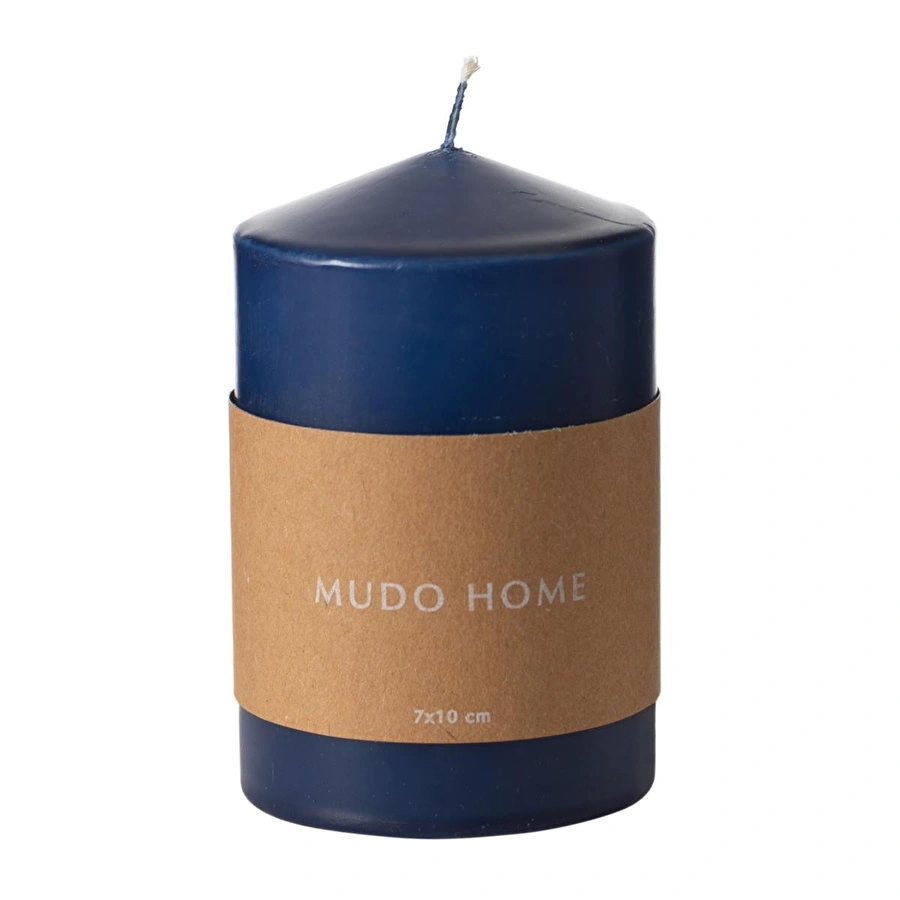 Mudo Home Sütun Mum Laci̇vert 7x10 Cm