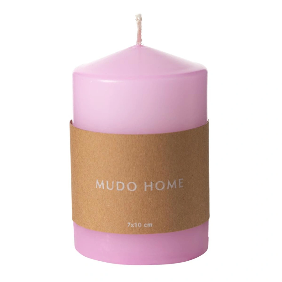 Mudo Home Sütun Mum Pembe 7x10 Cm