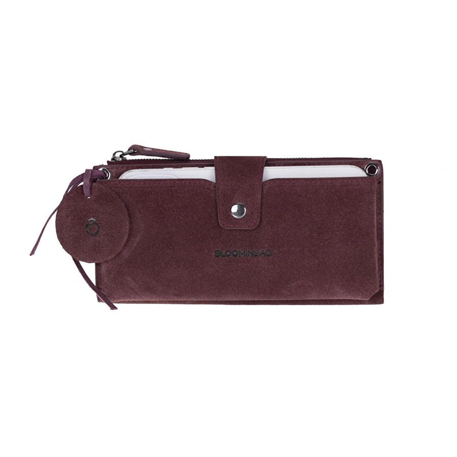 Bloominbag Burgundy Still Lozan Hakiki Süet Çapraz Askılı Telefon Bölmeli Cüzdan Çanta