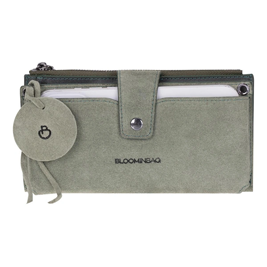 Bloominbag Mint Still Lozan Hakiki Süet Çapraz Askılı Telefon Bölmeli Cüzdan Çanta