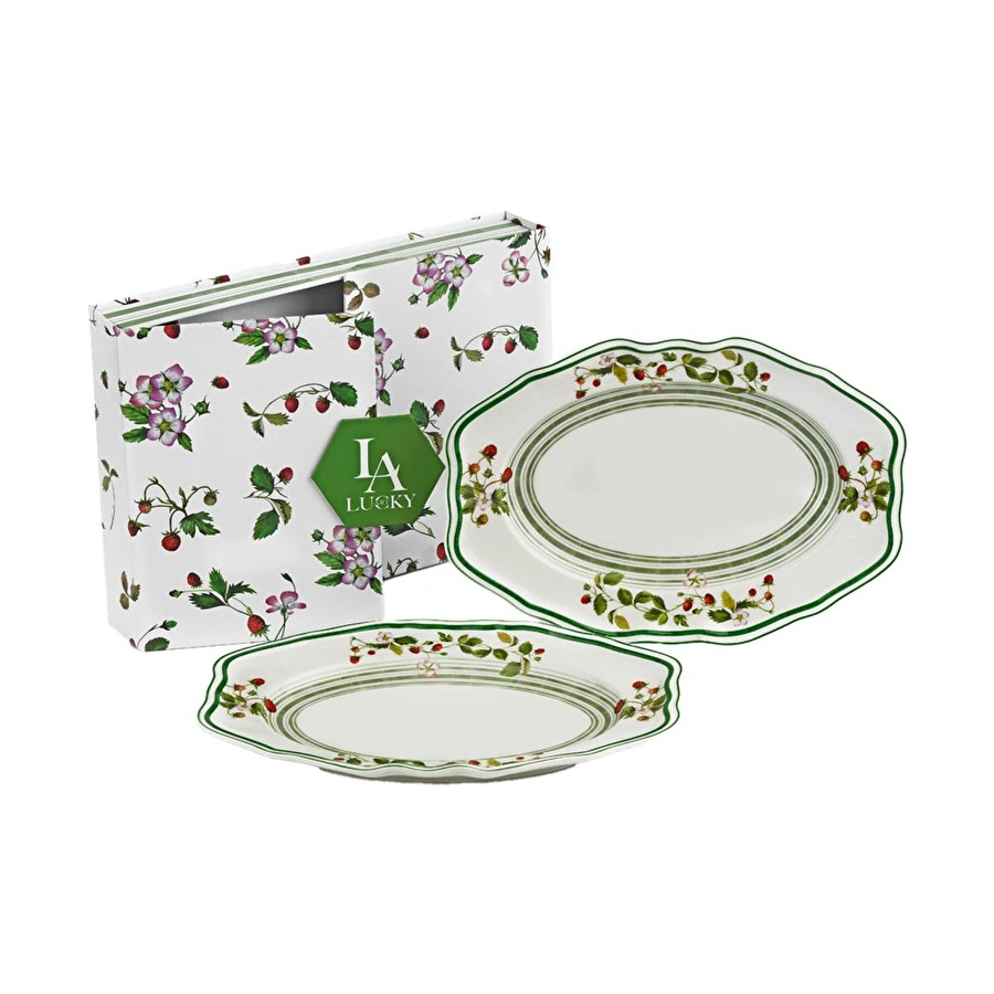 Lucky Art Blassom Bone 2’li Oval Tabak Seti 30 Cm