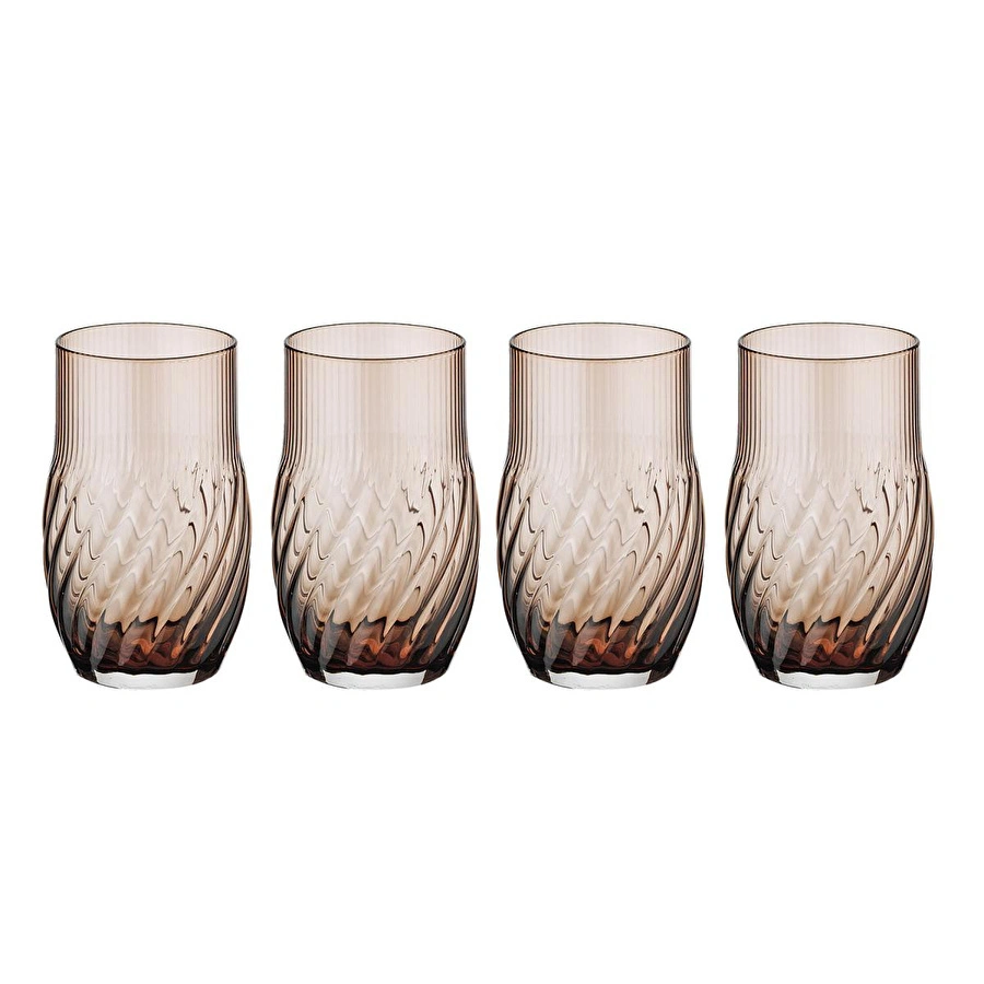 Lucky Art Lioran 4’lü Cam Su Bardağı Seti Kahve 460 Ml