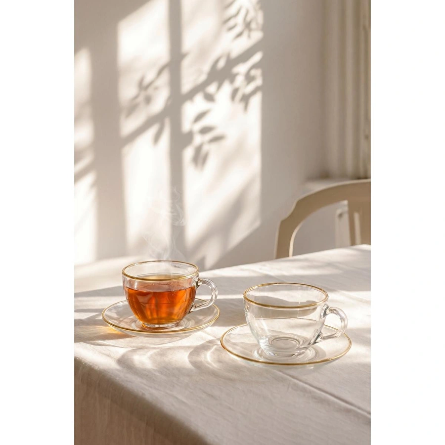 Rakle Pure Altın Yaldızlı 2'li Çay Fincanı Seti 240 Cc